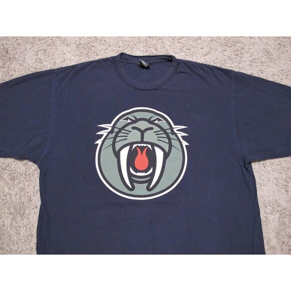 Men's VTG Upper Playground Dennis Kennedy Walrus faded navy blue t-shirt sz XL - Picture 1 of 11